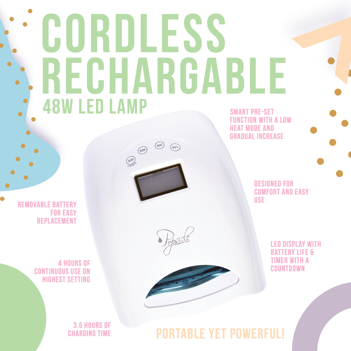 Cordless Rechargeable 48W LED Lamp