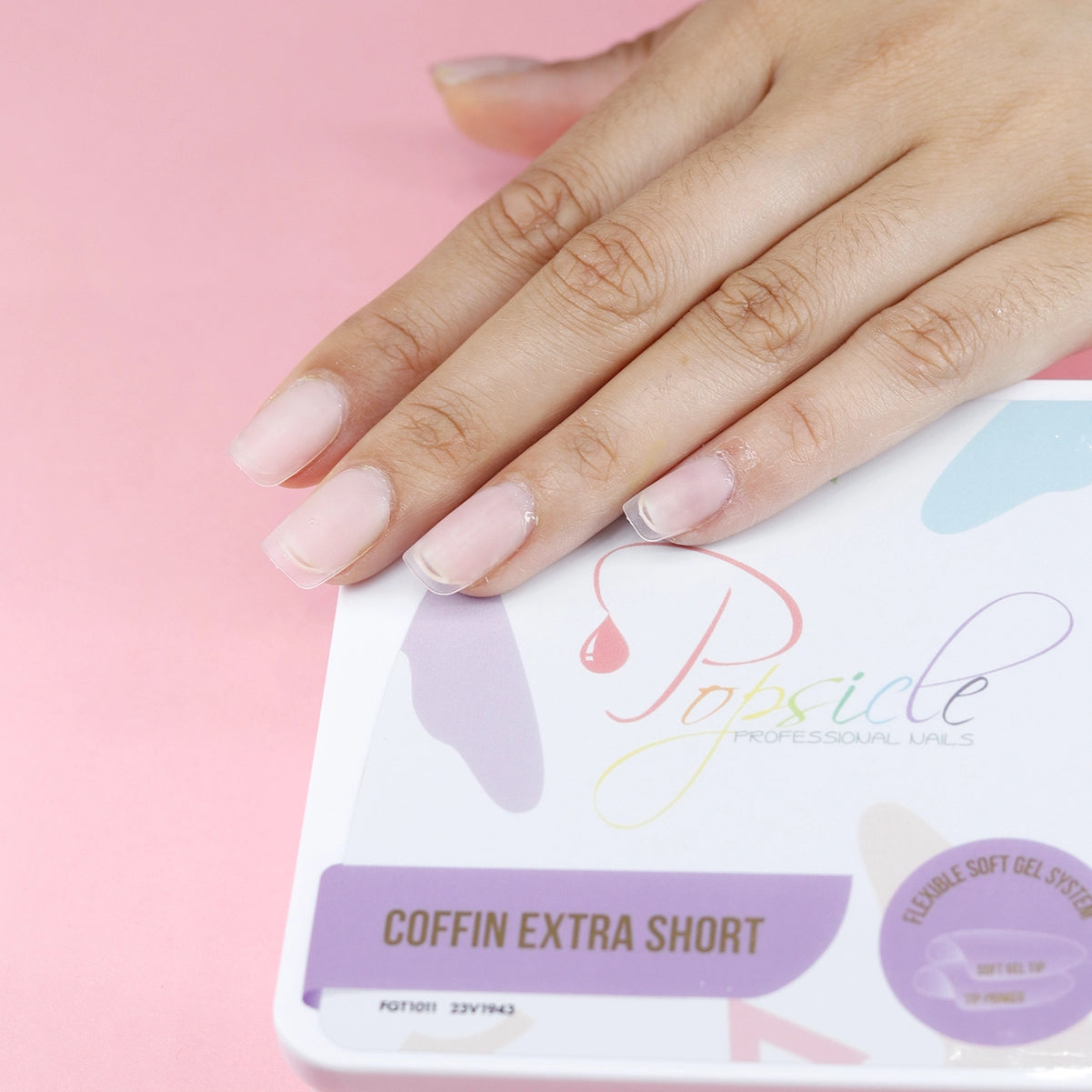 Coffin Extra Short Pre-Etched Full Cover Flexi Gel Soft Gel Tips
