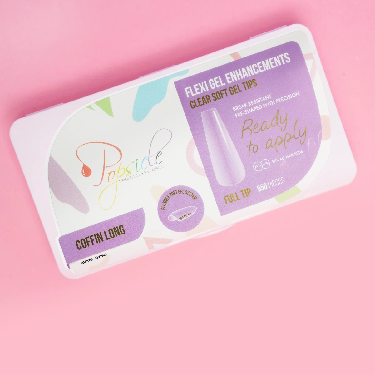 Coffin Long Full Cover Flexi Gel Soft Gel Tips